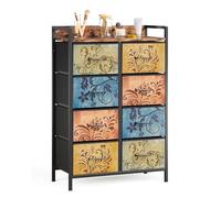 Mondeer Cómoda con 8 cajones de Tela con Estampados Florales Retro y asa Vintage, para Dormitorio, Sala de Estar, Entrada, Color marrón rústico