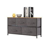 Mondeer Cómoda de Tela con cajones, Mueble de Madera Estrecha cómoda, cajón, Armario de Metal, mesita de Noche cajón, Armario, estantería, Dormitorio, Pasillo, Entrada, habitación de los niños, Gris