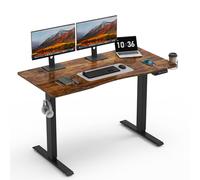 Mondeer Escritorio de Altura Regulable 120 x 60 cm, Escritorio eléctrico ergonómico con función de Memoria de 3 Alturas, Mesa marrón Vintage y Marco Negro