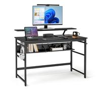 Mondeer Escritorio para computadora, estación de trabajo, escritorio con 2 estantes de almacenamiento ajustables y soporte grande para monitor, ahorro de espacio para estudio de oficina en casa, 120 x