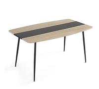 Mondeer Esstisch Mesa de, Tablero de partículas E1, Vidrio Templado, Metal, Roble, B150 x H76,5 x T85 cm