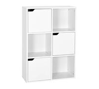 Mondeer Estantería Librería Estantería para Libros Estantería Almacenaje de Pared de 6 Cubos 3 Puertas Blanco 60 x 90 x 30 cm