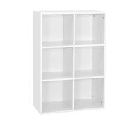 Mondeer Estantería Librería, Estantería Pared Estantería de Madera con 6 Cubos Ordenado para Libros CD Juguetes Blanco 60.5 * 30.3 * 90cm