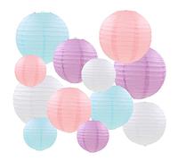 Mondeer Farolillos de papel, 12 unidades, color pastel, redondo, farolillo, decoración colgante con diferentes tamaños para bodas, cumpleaños, baby shower, fiesta, decoración del hogar - 6"8" 10"