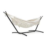 Mondeer Hamaca Lake con Soporte para 2 Personas, Hamaca Portátil con Soporte Incluido en Jardin, Hamaca Doble Bohemia con Soporte de Hierro Resistente Ajustable, para Terrazas, Patios y Jardines