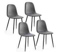 Mondeer Juego de 4 sillas de Comedor de Terciopelo con Patas de Metal y Asiento tapizado de Tela, Modernas para Comedor, Sala de Estar, Color Gris