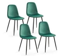 Mondeer Juego de 4 sillas de Comedor de Terciopelo con Patas de Metal y Asiento tapizado de Tela, Modernas para Comedor, Sala de Estar, Color Verde