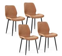 Mondeer Juego de 4 sillas de Comedor, sillas de Cocina con Patas de Metal y Asiento tapizado de Tela, Modernas para Comedor, Sala de Estar, Color marrón