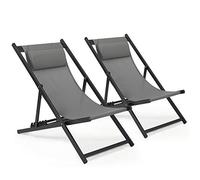 Mondeer Plegable Cubierta Silla 2-Pieza Set con Ajustable Reposacabezas y Respaldo, Gris