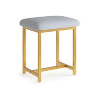 Mondeer Taburete de tocador con Patas Doradas, Taburete de tocador Acolchado Suave Blanco para Dormitorio, Estilo Moderno, 41 x 30 x 45 cm