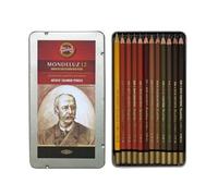 Mondeluz KOH-I-NOOR - Juego de lápices de acuarela (12 unidades, caja de metal), color marrón