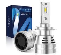 MONDEVIEW Kit Bombilla H7 LED Coche 120W 20000LM Diseño 1:1 Bombilla 6000K Superbrillante 400% LED Luz de Carretera, luz de Cruce y Luz Antiniebla Bi-xenón H7 Halógena Kit de Conversión IP68