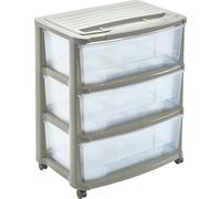 Mondex PLS6220-15 - Cómoda de almacenaje con 3 cajones, con Ruedas, 55,5 x 39 x 33,5 cm, plástico, Marfil, 5 cm