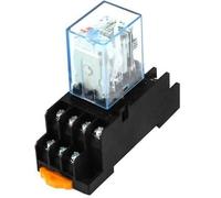 MondialPro - Relé de potencia MY4N-J, bobina 220Vca, corriente de conmutación 5A con base de tornillo, 4NO 4NC