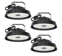 Mondlicht 4 luces de vestíbulo LED 300W blanco frío 5000K | Proyector LED UFO highbay, ángulo de haz de 90°,51000lm, lámpara industrial IP65, proyector de vestíbulo para almacén/taller/garaje