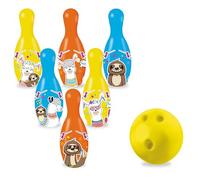 Mondo 28590 Skittles Llama Toys Friends - Juego de Bolos (Incluye 1 Pelota y 6 Conos temáticos de Jungle), Juguete Deportivo, Juego para niños 2, 3, 4 años, 28590, Multicolor, S