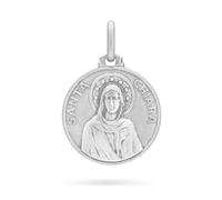 Mondo Cattolico Medalla de Santa Clara de Asís en Plata de Ley 925, Colgante Religioso Católico, Medalla Sagrada para Mujer, Joya Religiosa Made in Italy (18 mm)