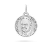 Mondo Cattolico Medalla Papa Francisco Bergoglio en Plata de Ley 925, Colgante Religioso Católico, Medallita Sagrada para Mujer y Hombre, Joya Religiosa Made in Italy
