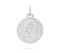 Mondo Cattolico Medalla Papa Francisco y San Francisco de Asís en Plata de Ley 925, Colgante Religioso Católico, Medallita Sagrada para Mujer y Hombre, Joya Religiosa Made in Italy