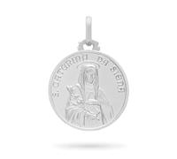 Mondo Cattolico Medalla Santa Catalina de Siena en Plata de Ley 925, Colgante Religioso Católico, Medallita Sagrada para Mujer y Hombre, Joya Religiosa Made in Italy