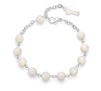 Mondo Cattolico - Pulsera rosario religiosa con Cuentas de Nácar y Pequeña Cruz - Ideal para regalos religiosos.
