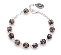 Mondo Cattolico - Pulsera rosario religiosa en cuentas de madera de olivo o cuentas de Agua Dolce o Nàcar - Espíritu Santo y Virgen Milagrosa y crucifijo (Cuentas de Vidrio de Murano)