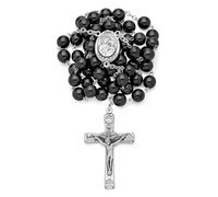 Mondo Cattolico - Rosario católico de las Nuestra Señora de la Buena Salud, Rosario tradicional en cuentas de hematita. Ideal regalos religiosos.