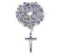 Mondo Cattolico - Rosario católico de Vidrio del Papa Francisco con Cuentas de Filigrana Ideal regalos religiosos (Blu)