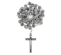 Mondo Cattolico - Rosario católico de Vidrio Rojo del Papa Francisco con Cuentas de Filigrana Ideal regalos religiosos (Negro)