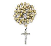 Mondo Cattolico - Rosario Católico del Sagrado Corazón de Jesús con Cuentas de Plata 925 Decoradas con Flores (Amarillo)