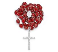 Mondo Cattolico - Rosario católico Tradicional con Apariencia de Plata de Ley Vintage de la Virgen Milagrosa con Cuentas de Rosas en Relieve Decoradas