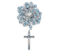 Mondo Cattolico - Rosario católico vaticano de Vidrio Rojo del Papa Francisco con Cuentas de Filigrana Ideal regalos religiosos (Azure)