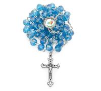 Mondo Cattolico - Rosario con Cuentas de Cristal y Logo del Jubileo 2025 - Ideal para regalos religiosos (Azul claro)