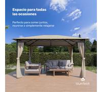 Mondo cenador 3x4 con estructura de metal y 4 paredes laterales Blumfeldt