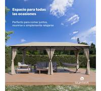 blumfeldt Cenador Mondo 3x6, Estructura de Acero, Cortinas, Resistente al Óxido, para Jardín, Beige