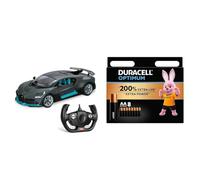 Mondo Motors Bugatti DIVO, Modelo a Escala 1:14, hasta 10 km/h de Velocidad, Coche de Juguete para Niños 63688, Metal + Duracell Optimum Pilas AA (Pack de 8) - Pilas Alcalinas 1,5 V - hasta 200% Extr