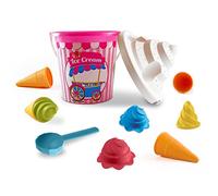Mondo Toys - BUCKET SET ICE CREAM GIRL - Juego de cubo de arena ø17 cm con Conos de helado - Juego de playa para niños a partir de 3 años - 28445