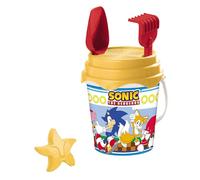 Mondo Toys - BUCKET SET + WATER CAN SONIC - Juego de cubo de arena ø17 cm con jarra de agua - Juego de playa (6 piezas) para niños a partir de 3 años - 28707