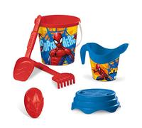 Mondo Toys - BUCKET SET + WATER CAN SPIDERMAN - Juego de cubo de arena ø17 cm con jarra de agua - Juego de playa (6 piezas) para niños a partir de 3 años - 18427