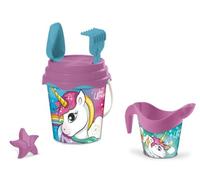 Mondo Toys - BUCKET SET + WATER CAN UNICORN - Juego de cubo de arena ø17 cm con jarra de agua - Juego de playa (6 piezas) para niños a partir de 3 años - 28534