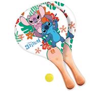 Mondo Toys - Disney Stitch - Set 2 Raquetas de Madera con Bola de Goma - Juego de Playa para Niños y Adultos -15981