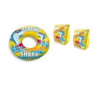 Mondo Toys - Juego de reposabrazos y Donut para niños, Playa, Verano, Piscina (Surfing Shark)