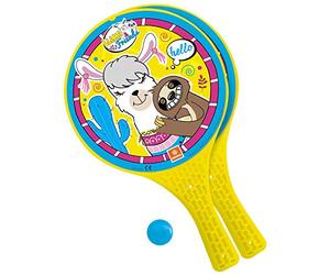 Mondo Toys - Llama & Friends - 2 Raquetas de plástico/Pelota de Goma - Juego de Playa para niños y Adultos - 15039