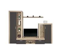 MONDO VIRO Kit de pared para salón Nobel de madera natural y antracita, 263 x 40 cm, 200 cm de altura