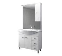 Mondo Viro Kit Mueble bajo lavabo Eva de baño de aglomerado con espejo o columna (106 x 50 cm 193 h, mueble con espejo)