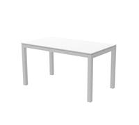 Mondo Viro - Mesa extensible de metal pintado "Extia" de jardín moderno, 140/200 x 80 x 75 cm (medio - 140/200 x 80 75 h, blanco en relieve)