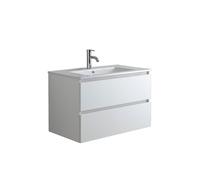 MONDO VIRO Mueble de baño blanco Havana 80 cm suspendido 2 cajones base con lavabo integrado de cerámica
