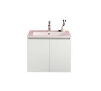 MONDO VIRO Mueble de baño suspendido de 60 cm Lefkada blanco con 2 puertas y lavabo de cerámica - Diseño moderno y funcional para tu baño