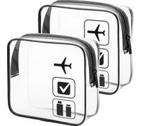 MondoHaus 2 bolsas transparentes de aseo aprobadas por la TSA - 1 Litre Hand Luggage Liquid Bags for Travel, Airport Security Compliant Clear Cosmetic Bags, Blanco, Neceser mujer grande