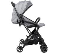 Silla de paseo multifuncional Trolley Poupy gris para bebés de 0 a 36 meses con respaldo reclinable, sistema de frenos y cesta de almacenamiento.